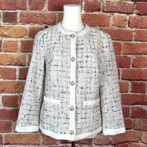 Anne Klein Tweed Blazer Jacket Size 6 Black White Pink Devonshire Career NEW NWT